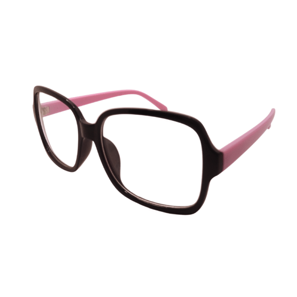 9138 - Armação para óculos de grau quadrado grande preto haste rosa